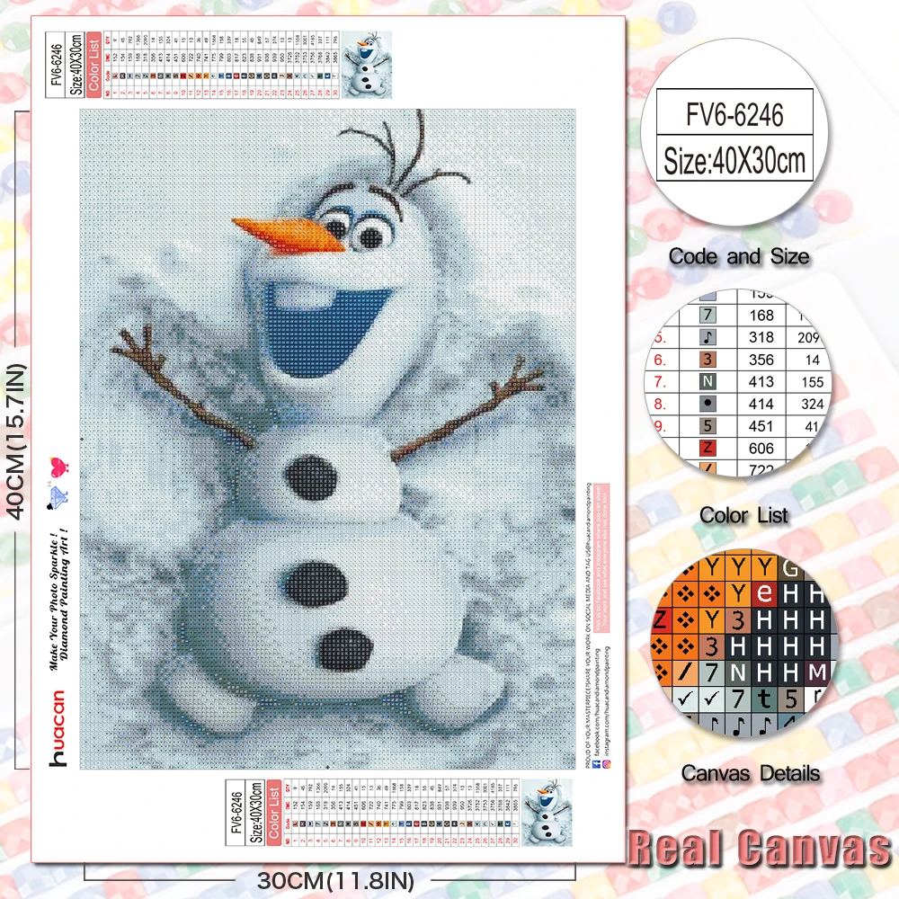 Disney Diamond Painting Olaf Snowman Full Square Round Diamond Embroidery Frozen Cartoon Mosaic Picture Art Children's Gift