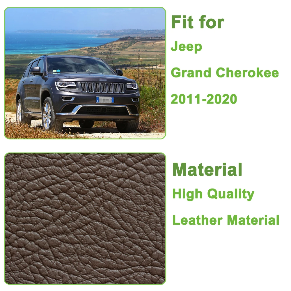 ل جيب جراند شيروكي 2011-2019 2020 مسند الذراع صندوق غطاء لوحة حامي الكسوة القوالب الداخلية اكسسوارات الجلود غمد