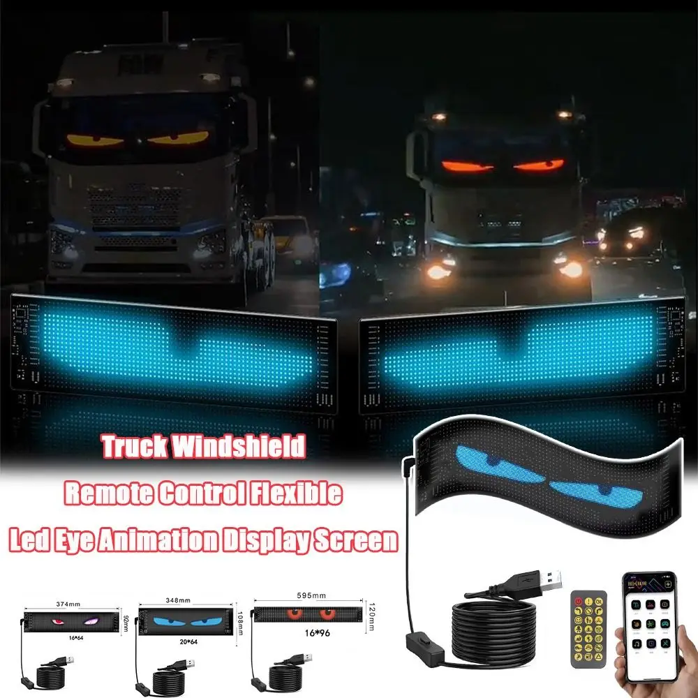 Remote Cars Devil Eyes Light Truck Windshield DIY Text Pattern Flexible LED Display Screen Smart Eye Lamp Soft Screen