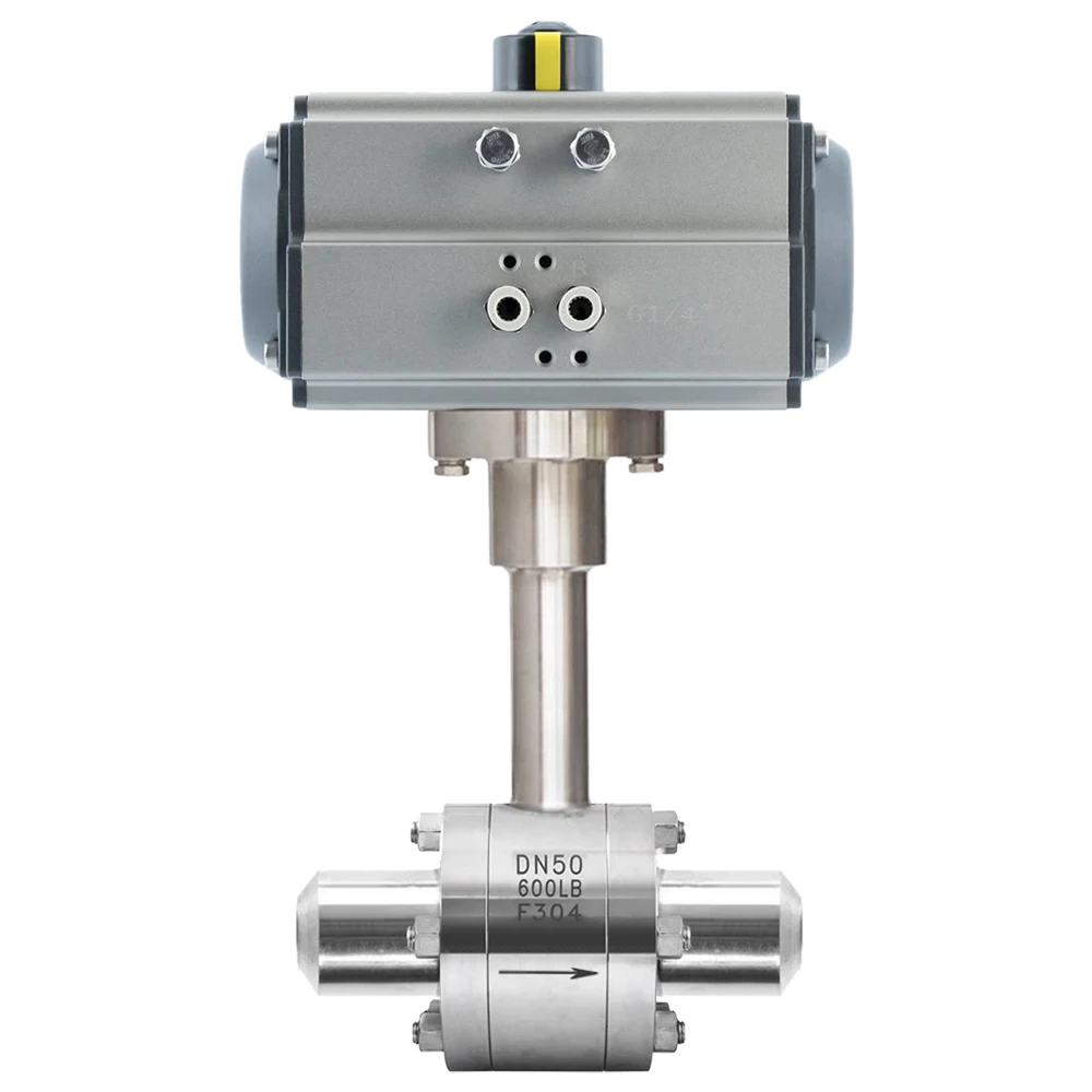 

DN50 -196degree Pneumatic Forged SS316 Steel Extended Stem Butt Weld Ultralow Temperature Cryogenic Actuated Ball Valves Supplie