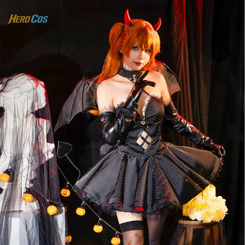 

EVA Asuka Langley Soryu Cosplay Costume Little Devil Dress Halloween Uniform Suits Clothes Anime Outfits Women HERO Cos