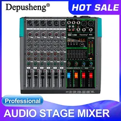Professional Audio Mixer Depusheng MG6 6 Channel Sound Board Console DJ Mixing Desk System Interface Built-in 256 Reverb Effect