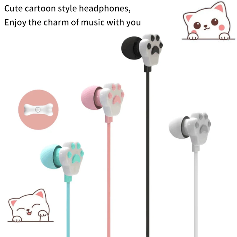 Headphone berkabel kartun lucu uniseks, Earphone panggilan dalam telinga musik headphone ponsel warna-warni pribadi