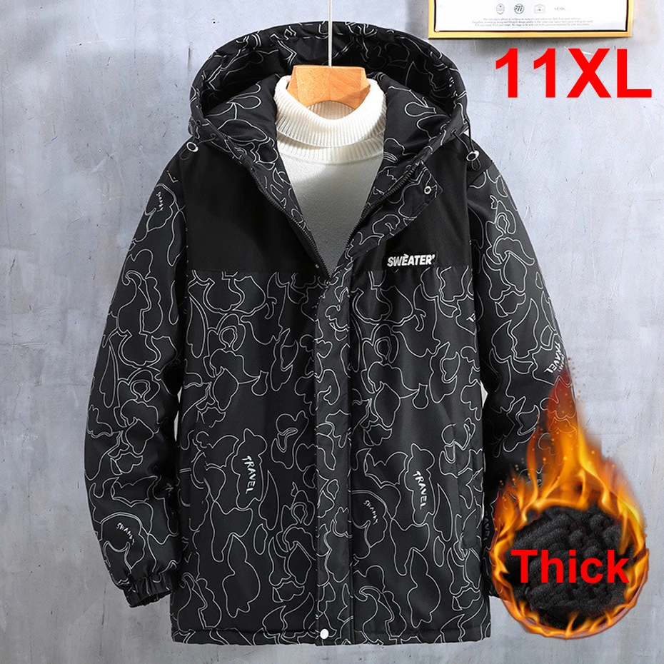 160KG Winter Parkas Men Thick Warm Jacket Coat Plus Size 10XL 11XL Fashion Casual Patchwork Jacket Man Thick Windbreak Outerwear