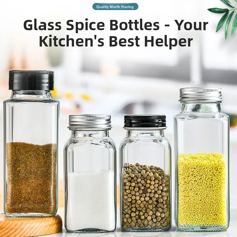 

Square Glass Spice Bottle Cinnamon Powder Bottle 180ml Kitchen Storage Container Herb Fragments Shaker Salt Grinder Hexagonal...