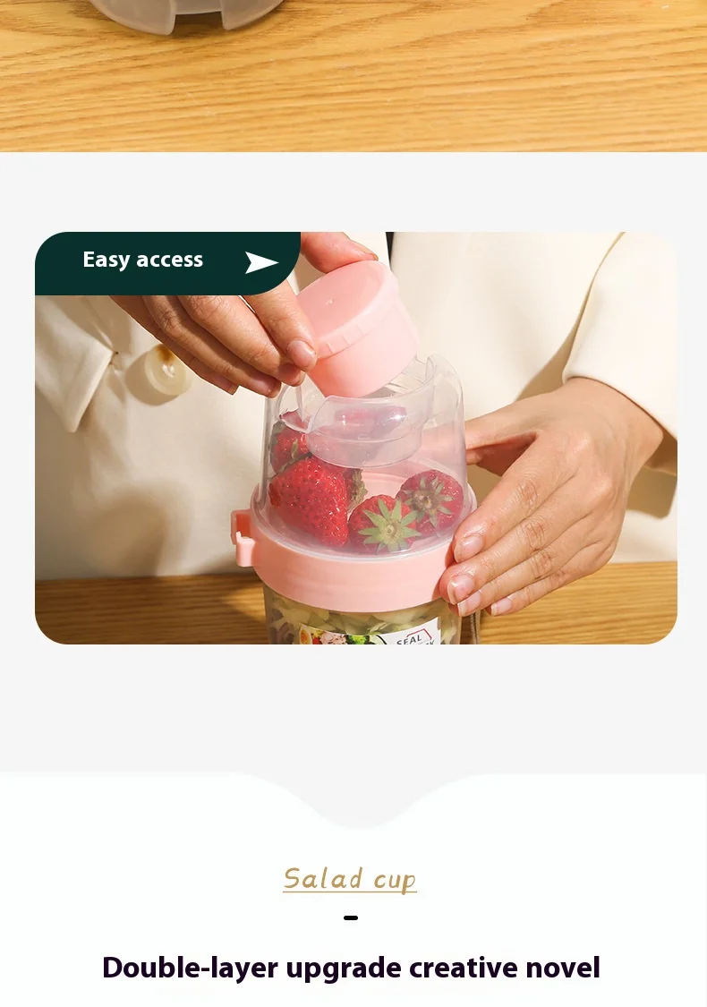 SoftAura Frühstücks-Becher für unterwegs, Salatbecher, Joghurt- und Overnight-Oats-Snackbehälter, Parfait-Behälter, Dressing-Halter, Neu 2026 – Detail 6