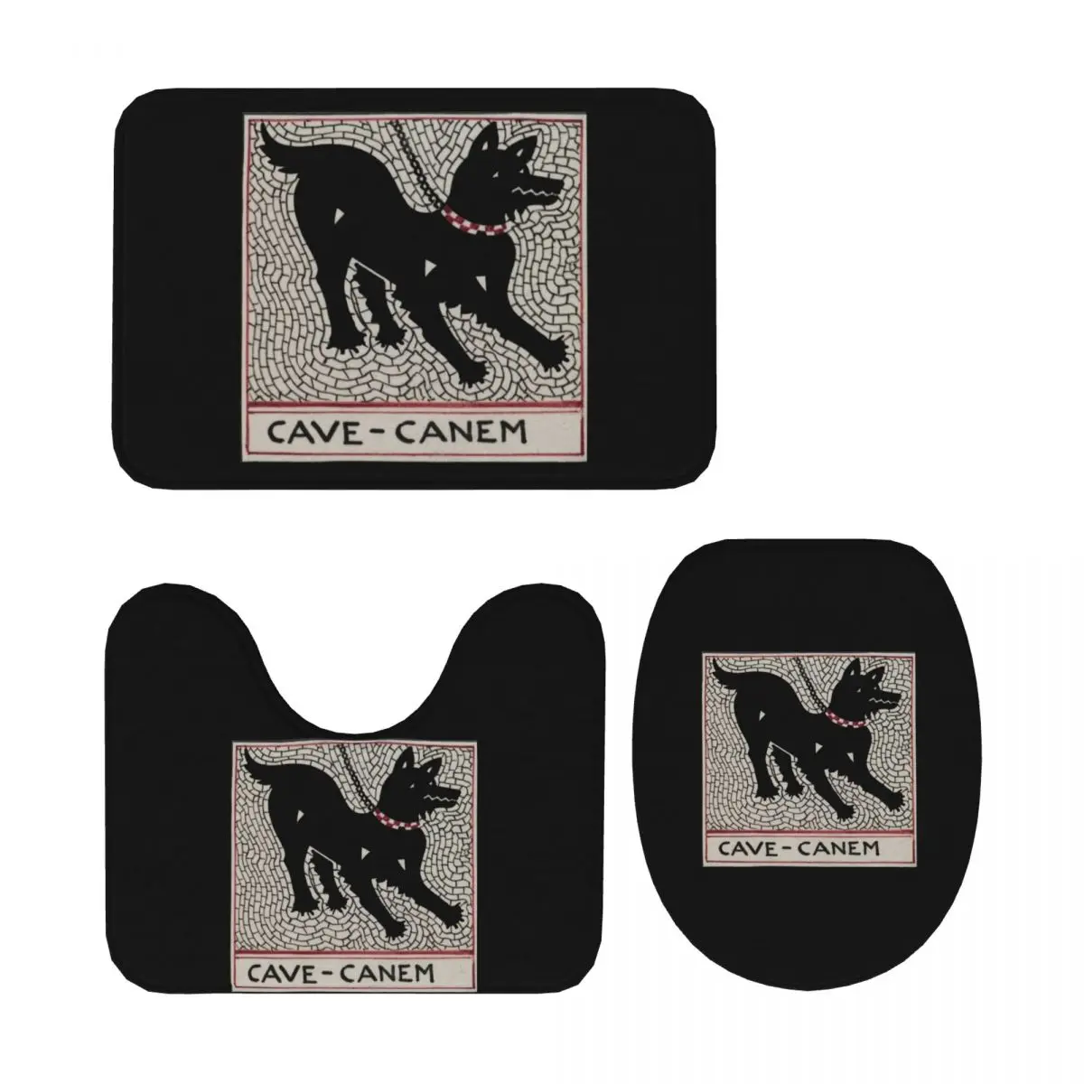

Cave Canem, 3-х предметный коврик для ванной, набор для ванной комнаты, крышка для унитаза, домашний декор, нескользящий ковер, напольный коврик