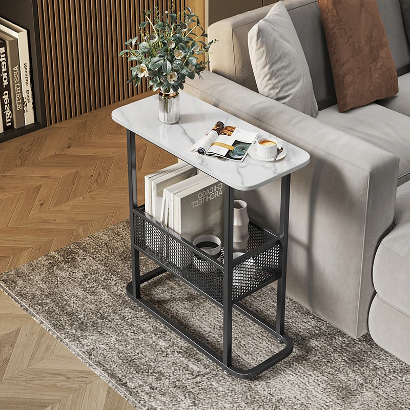 Light luxury extremely narrow side few living room 20cm sofa crevice small coffee table storage side cabinet side few gaps rock