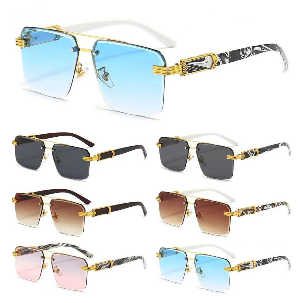 

2024 Vintage Rimless Sunglasses for Men Square UV400 Gradient Shades Frameless Sun Glasses for Women