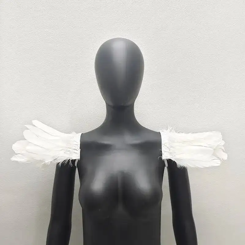 Halloween Show Decoration Punk Gothic Feather Cape Shawl 2 Pieces Epaulettes Colorful Feather Wings Cosplay Party