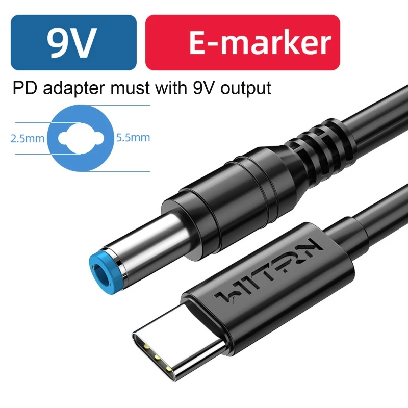 E56B USB C Type-C PD to 12V 5.5x2.5mm Converter Cable for Fan Table Lamp Router Modem