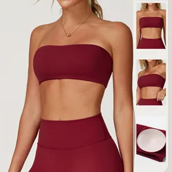UXST Strapless Yoga Bra Women Naked Feeling Sports Bras Padded Tube Top Gym Fitness Top Tight Quick-drying Workout Clothes