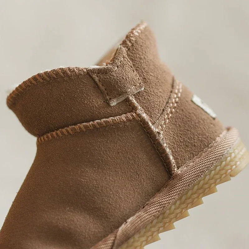 New Winter Baby Snow Boots Warm Plush Leather Toddler Shoes Fashion Boys Girls Anti-slip Rubber Sole Baby Sneakers Infant Boots