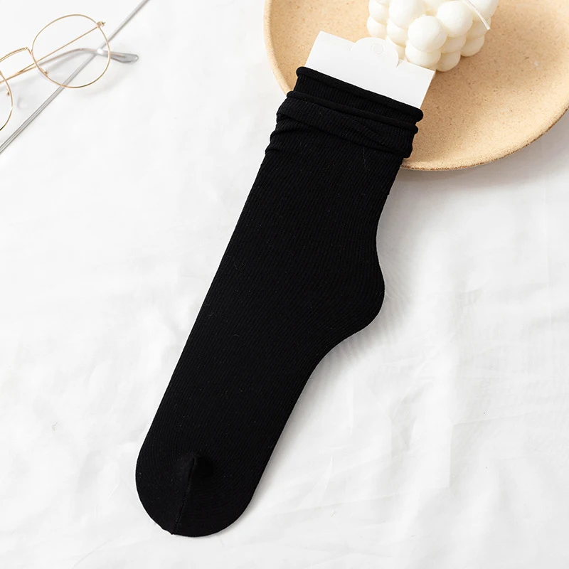 Spring Velvet Socks Thin Loose Simple And Summer Female Socks Cute Socks Solid Color Breathable Long Socks Harajuku High Socks