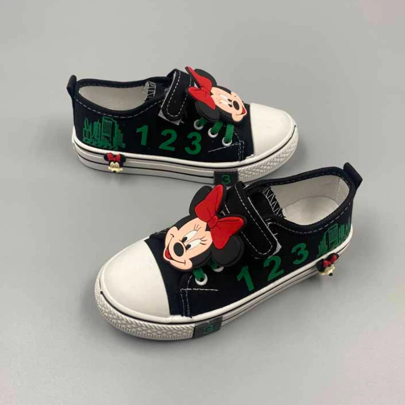 Boys and Girls Casual Shoes Cartoon Mickey Minnie Children\'s Canvas Teen Sport Shoes Shcool Shoes Kids Outdoor Footwear Disney