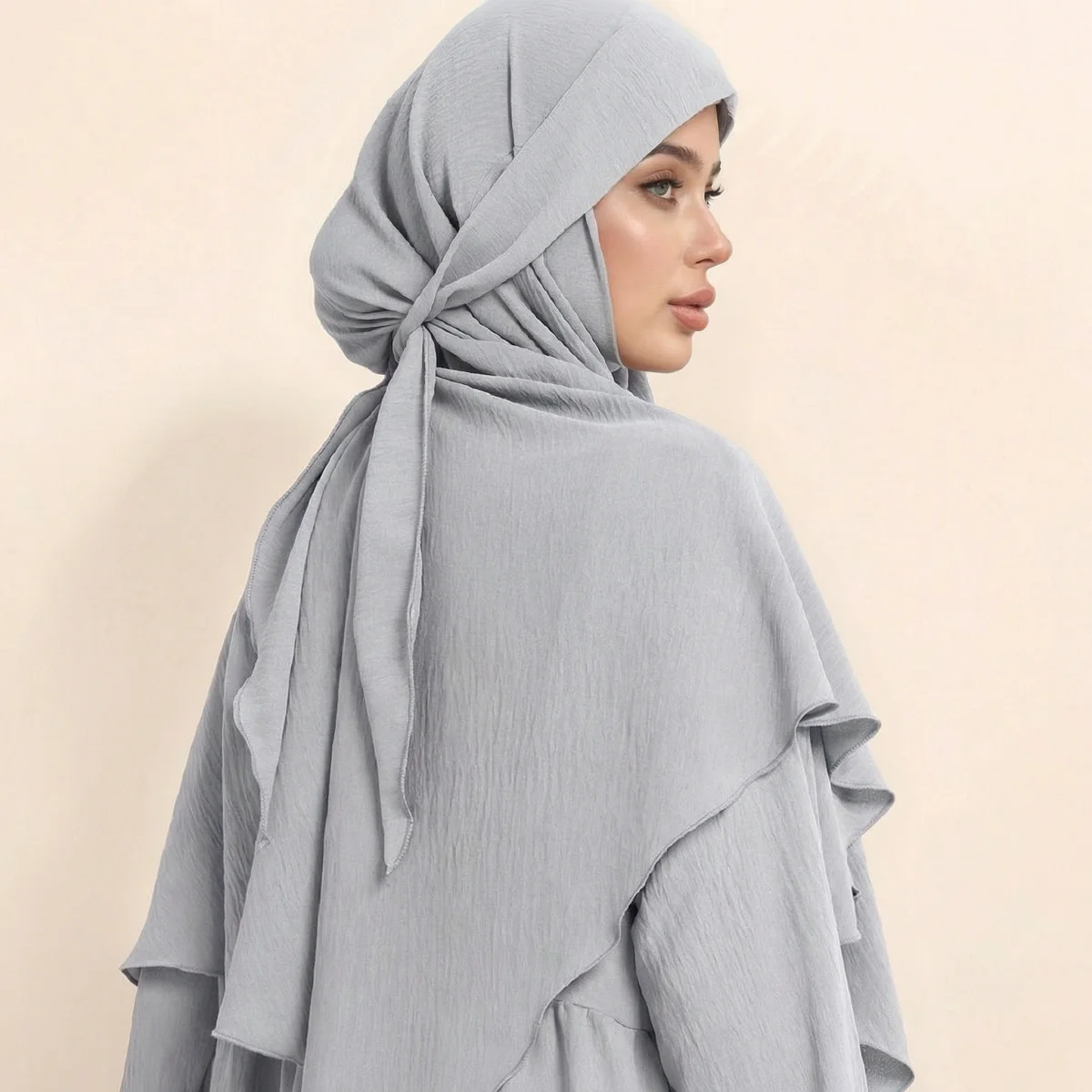 

New Instant Hijab With Straps Wrinkle for Women Solid Tie Back Hijab Headscarf Breathable Headband Ramadan Prayer Hijab