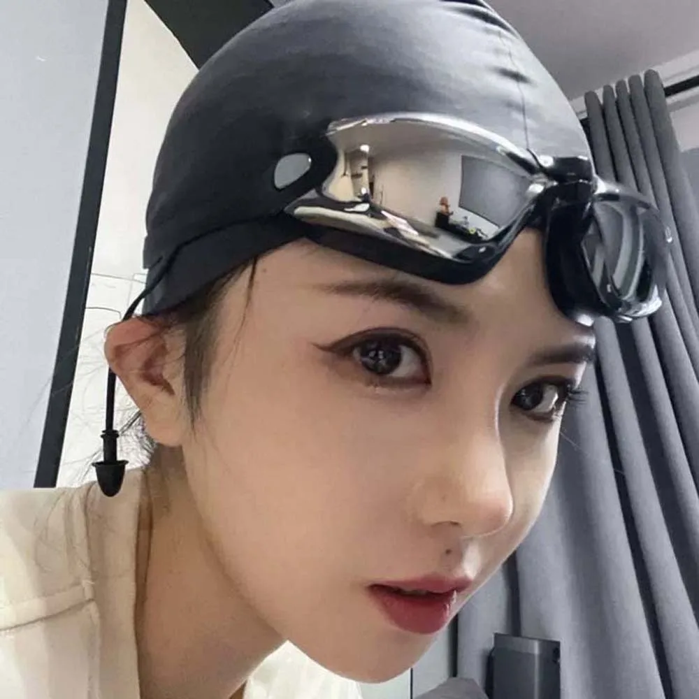 Waterproof Myopia Swim Goggles Dazzling Colors Big Frame Swim Glasses with Earplugs Electroplating Adjustable