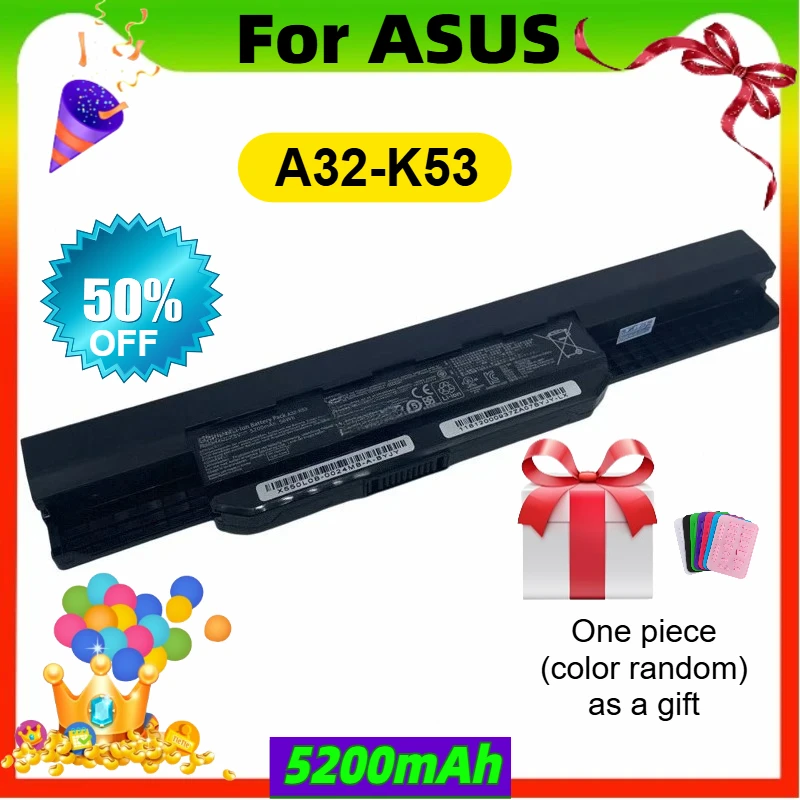 

A32-K53 Laptop Battery For ASUS K43 K43E K43J K43S K43SV K53 K53E K53F K53J K53S K53SV A43 A53S A53SV A41-K53 5200mAh