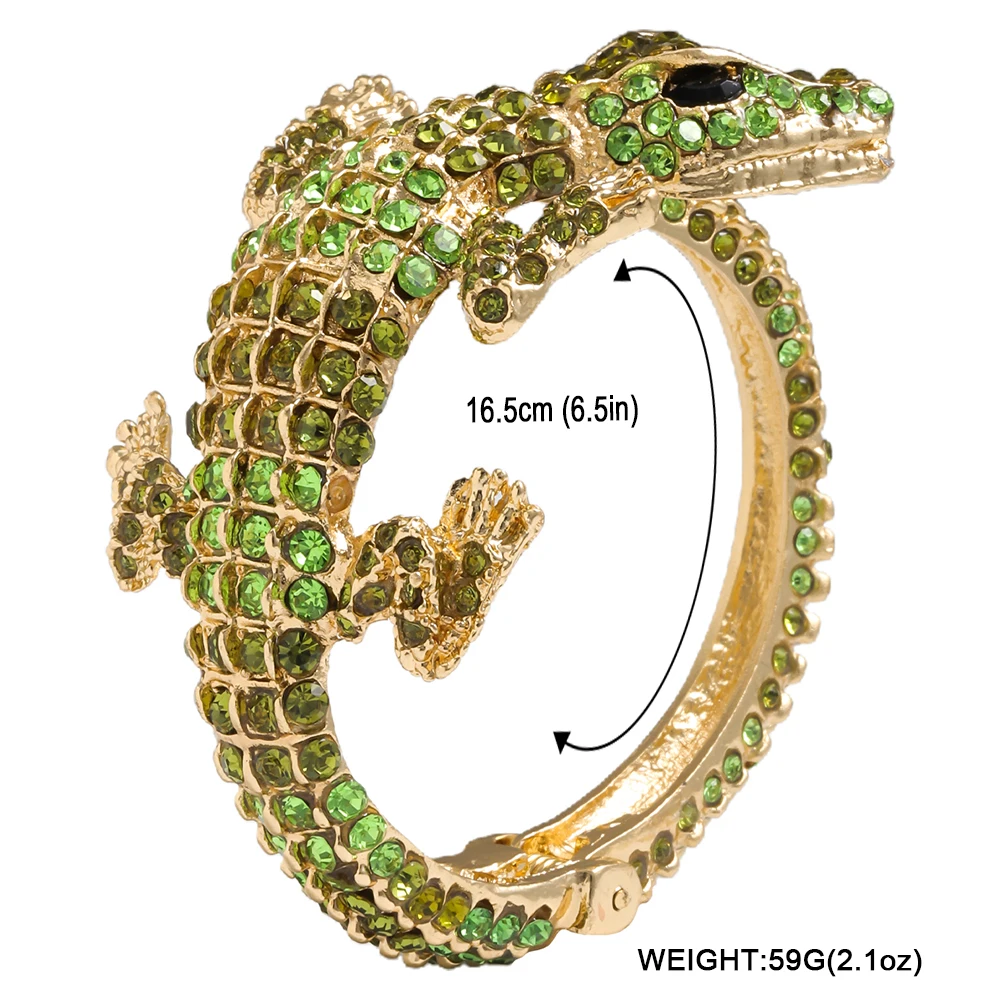 Girlgo Luxury Retro Hip Hop Alloy Open Bracelet Crocodile Shaped Hand Accessories for Men and Women Can Be Worn by DIY