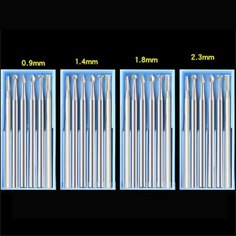 0.9MM 1.4MM 1.8MM 2.3mm Tungsten Carbide Rotary Files Set - Dremel Tool Accessories for Woodworking Carving Engraving Polishing