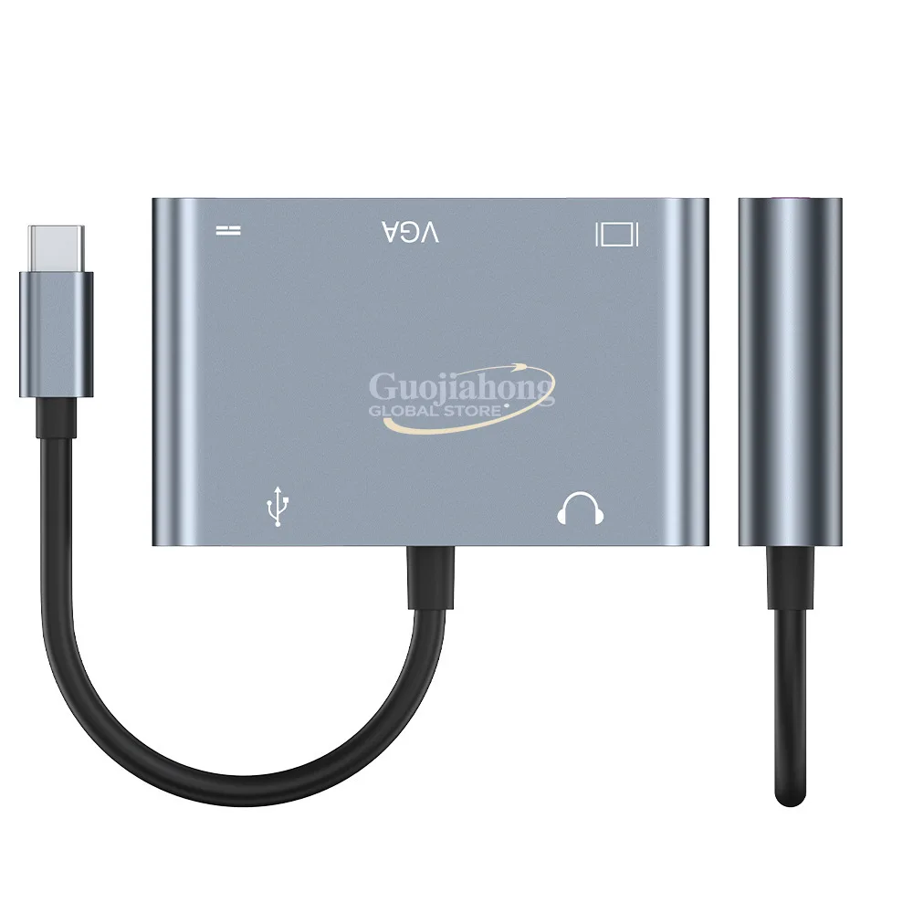 Cross-border USB-c high definition hubvgaPD power supply, suitable for    computer five-in-one docking station multi-i
