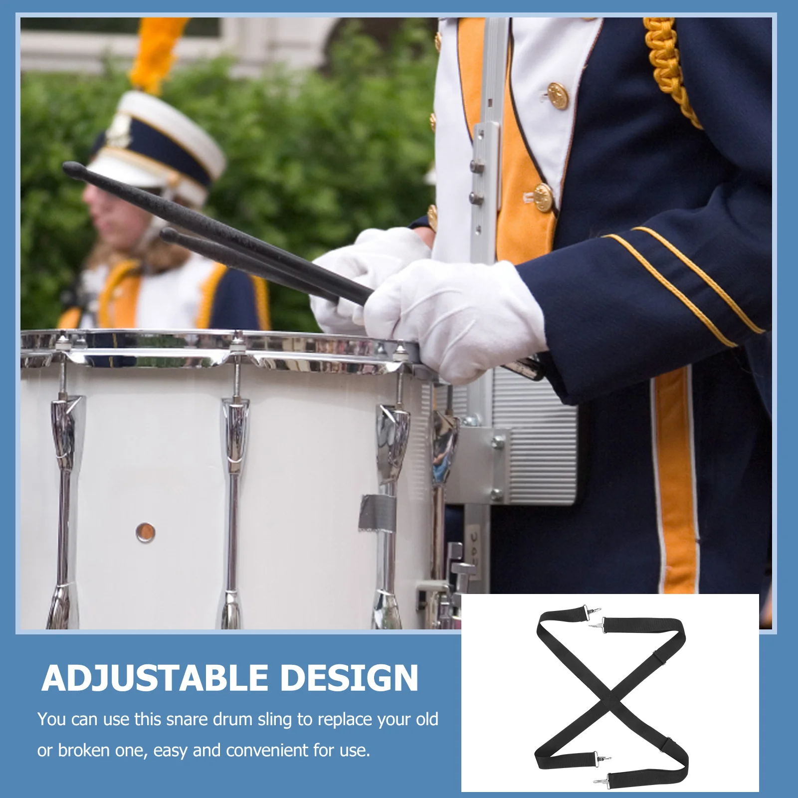 

Adjustable Snare Strap Durable Replacement Sling For Marching Band Performance Lightweight Shoulder Belt Marching Snare
