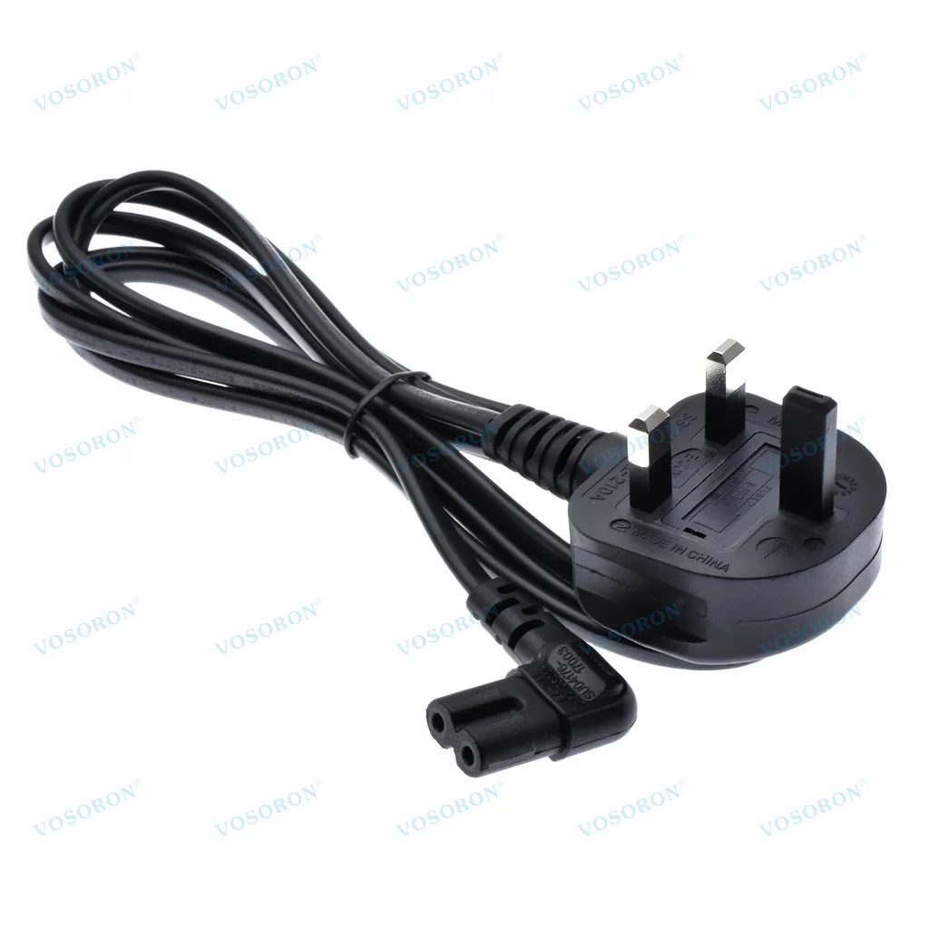 UK BS1363 AC Power Cord 3 Prong to Angled 90 Degree IEC C7 Figure 8 for Samsung LG Sony Sharp LED TV, PS4 PS3 Sonos Power Cable