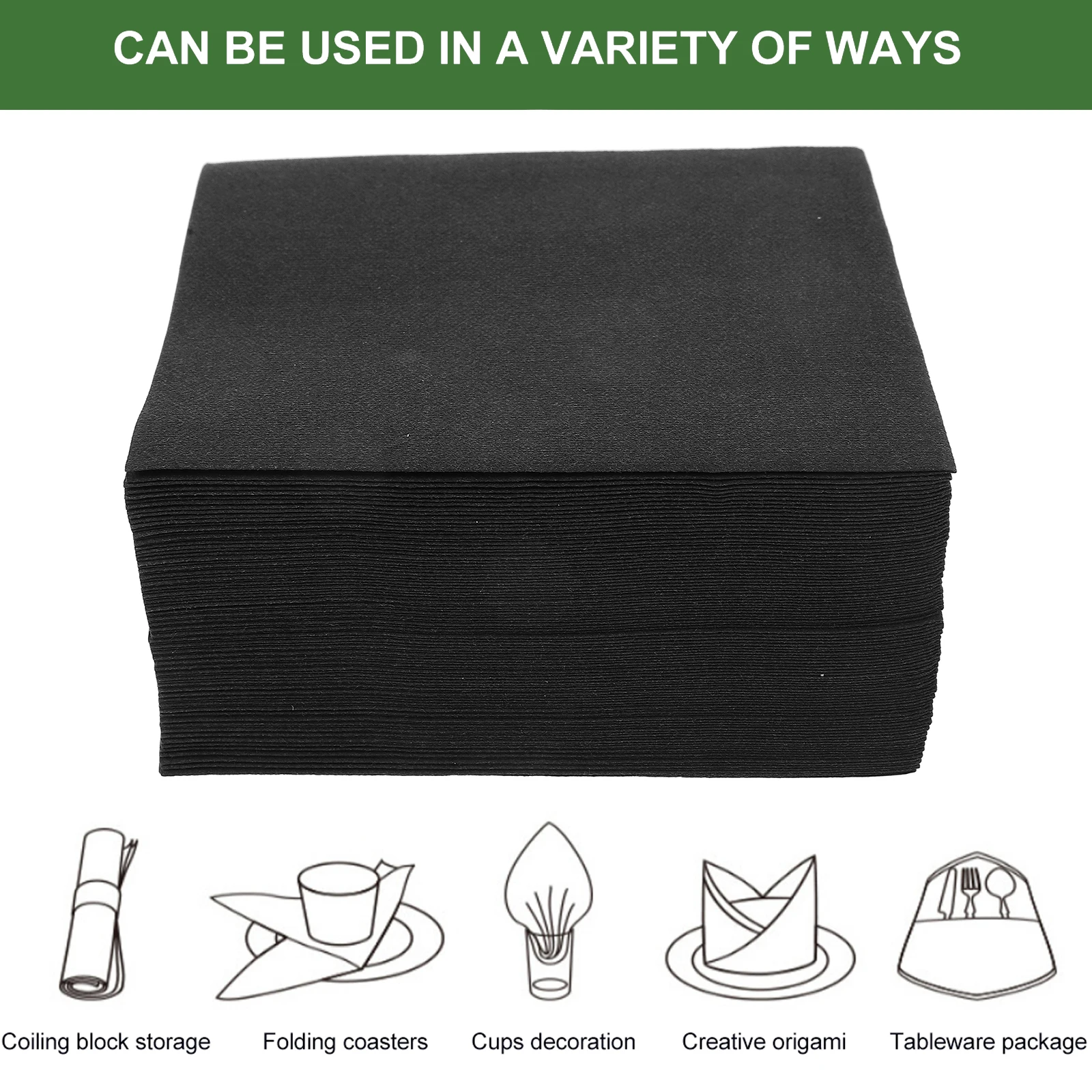 Tovaglioli di carta neri senza polvere da 50 pezzi 25x25 cm Forniture per feste in hotel usa e getta Tovaglioli decorativi per le vacanze Assorbimento avanzato