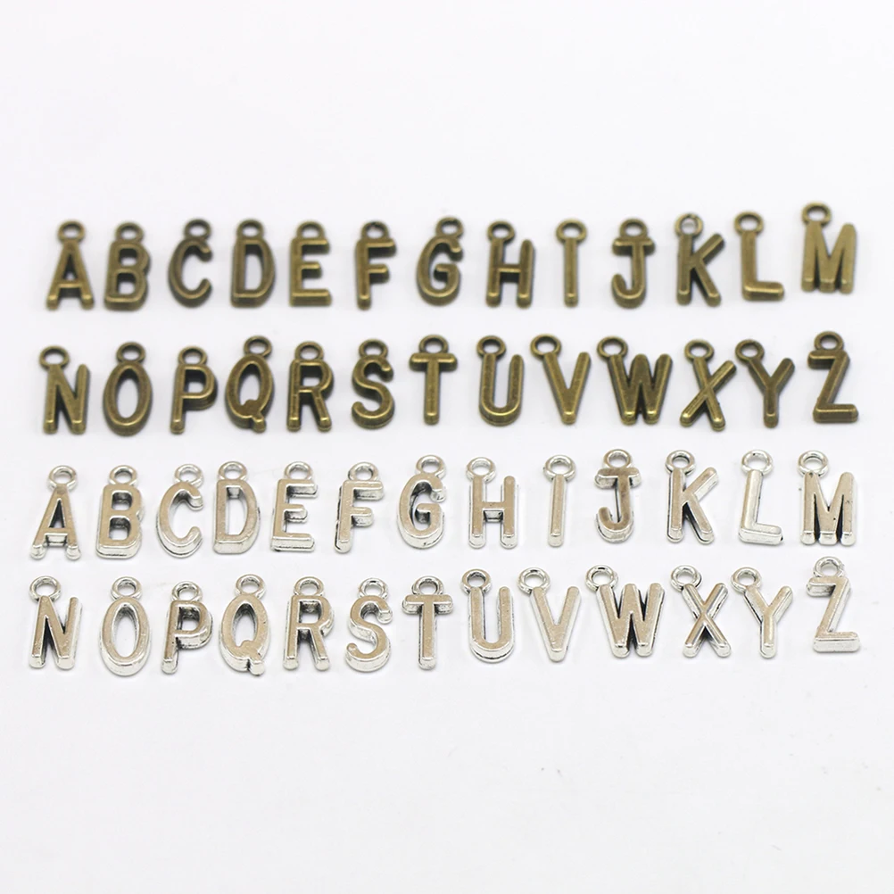 

50 Pcs Charms Letter for Jewelry Making Alphabet Necklace Vintage Pendants