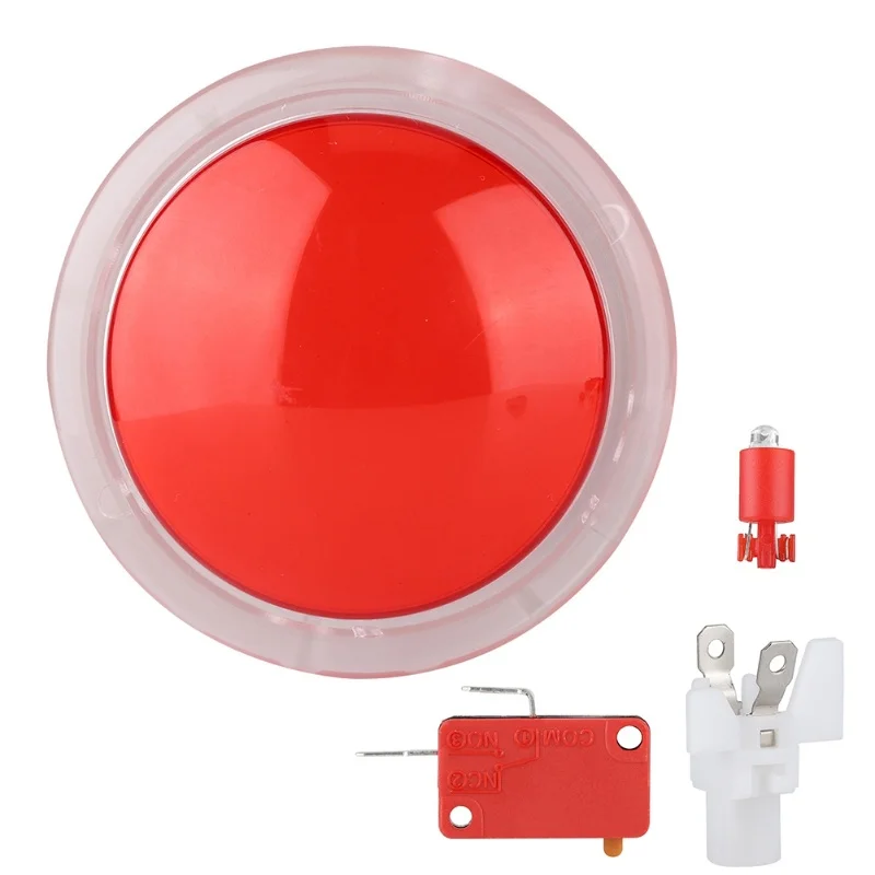 100MM LED Light Lamp Button Big Round Arcade Video Game Push Buttons(Red)
