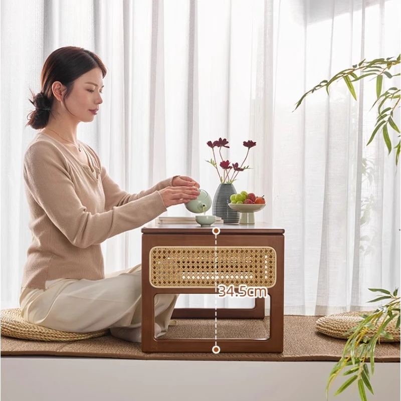 Foldable Bamboo Tea Table for Living Room Floor-standing Low Tables Minimalist Compact Tatami Coffee
