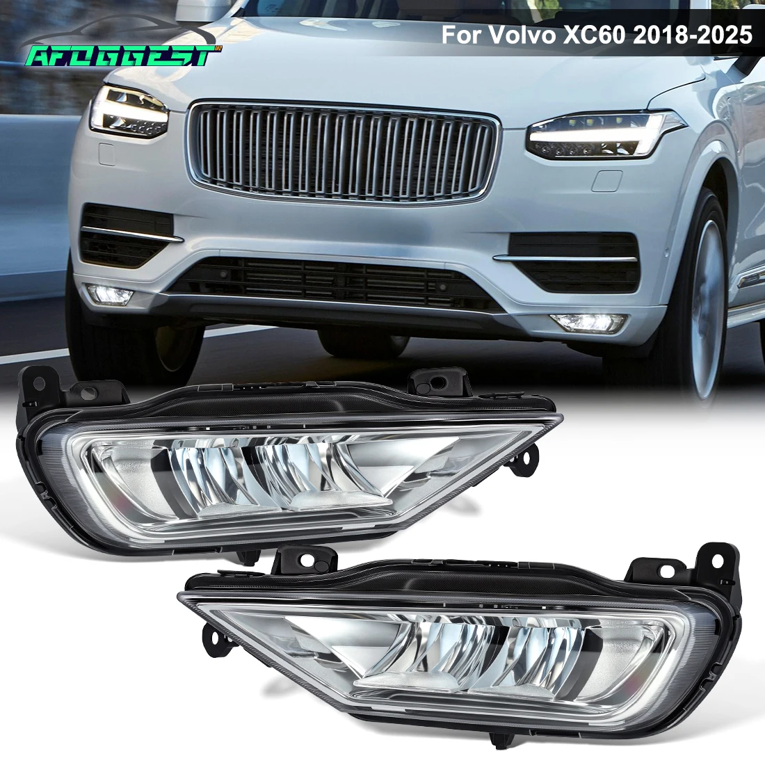 For Volvo XC60 2018-2025 Front Bumper LED Fog Lamp Daytime Running Light Fog Driving Light DRL Daylights 31434666 31434667 12V