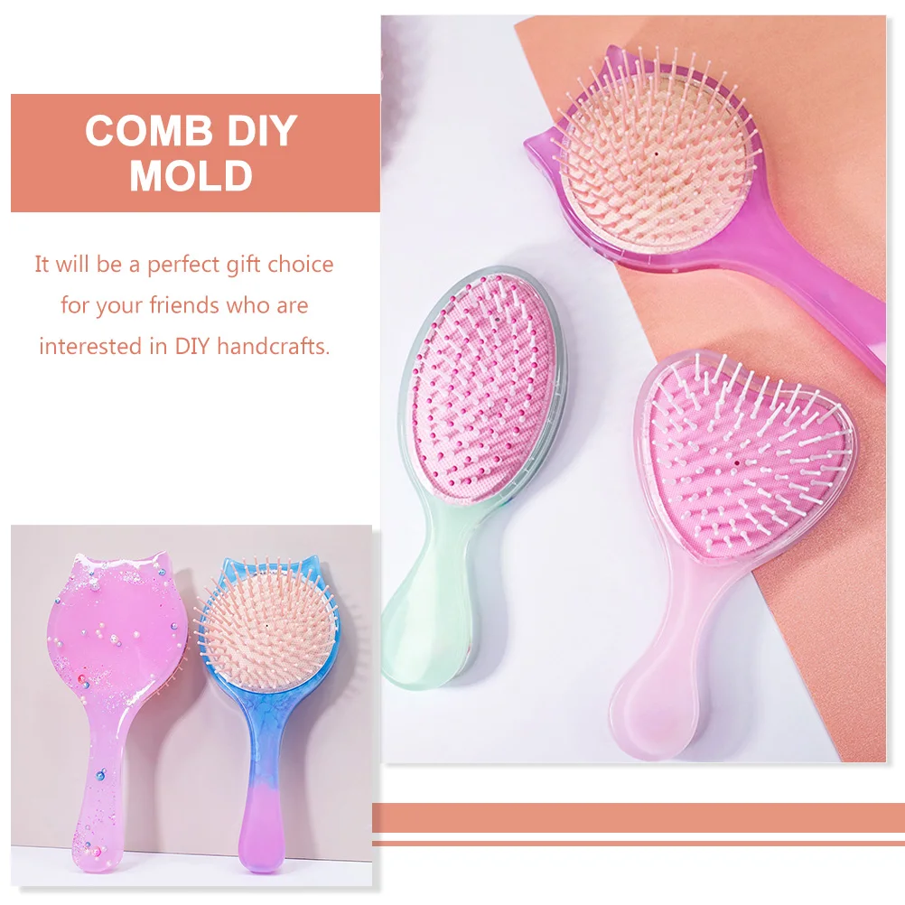 

Cat Ear Comb Mold Silicone Crafts DIY Epoxy Casting Hair Receiver Making Brush Reusable NonStick Easy Clean Practical Functions