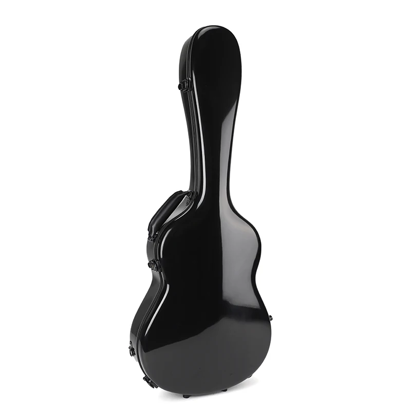 Bright Black Fiberglass Hard Case 39 Inch For Classical Acoustic Guitar Custom Logo Supported Musical Instrument Protective Box