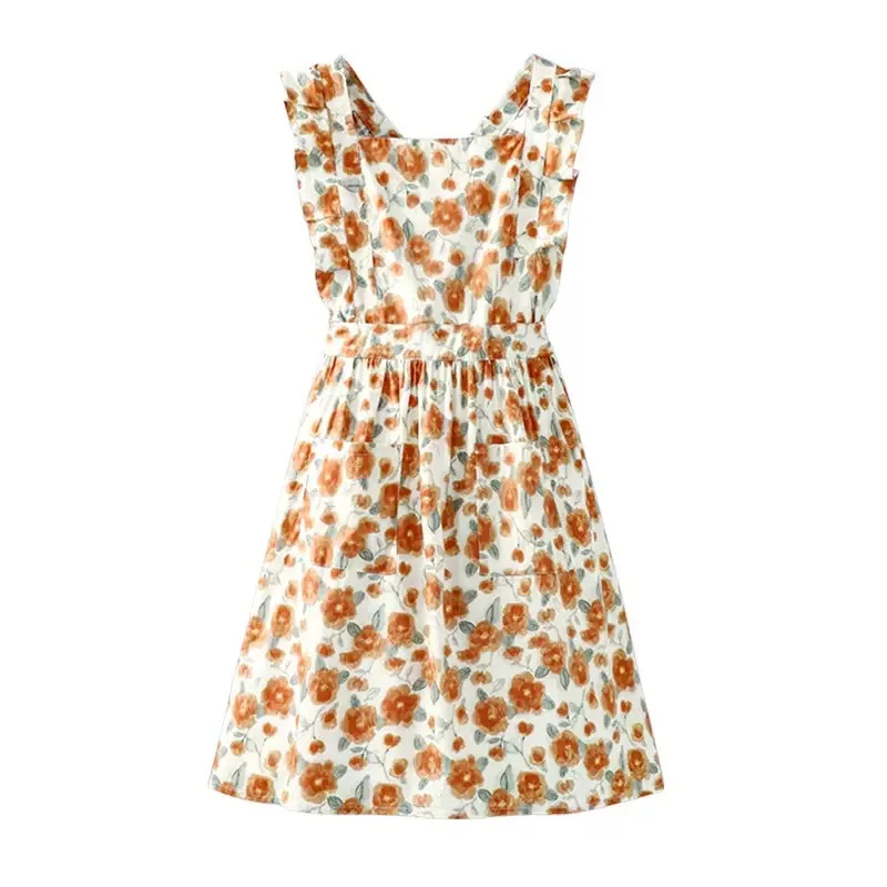 Cotton apron cute princess style wearing small floral apron outside fashionable thin style ins high beauty home use P2