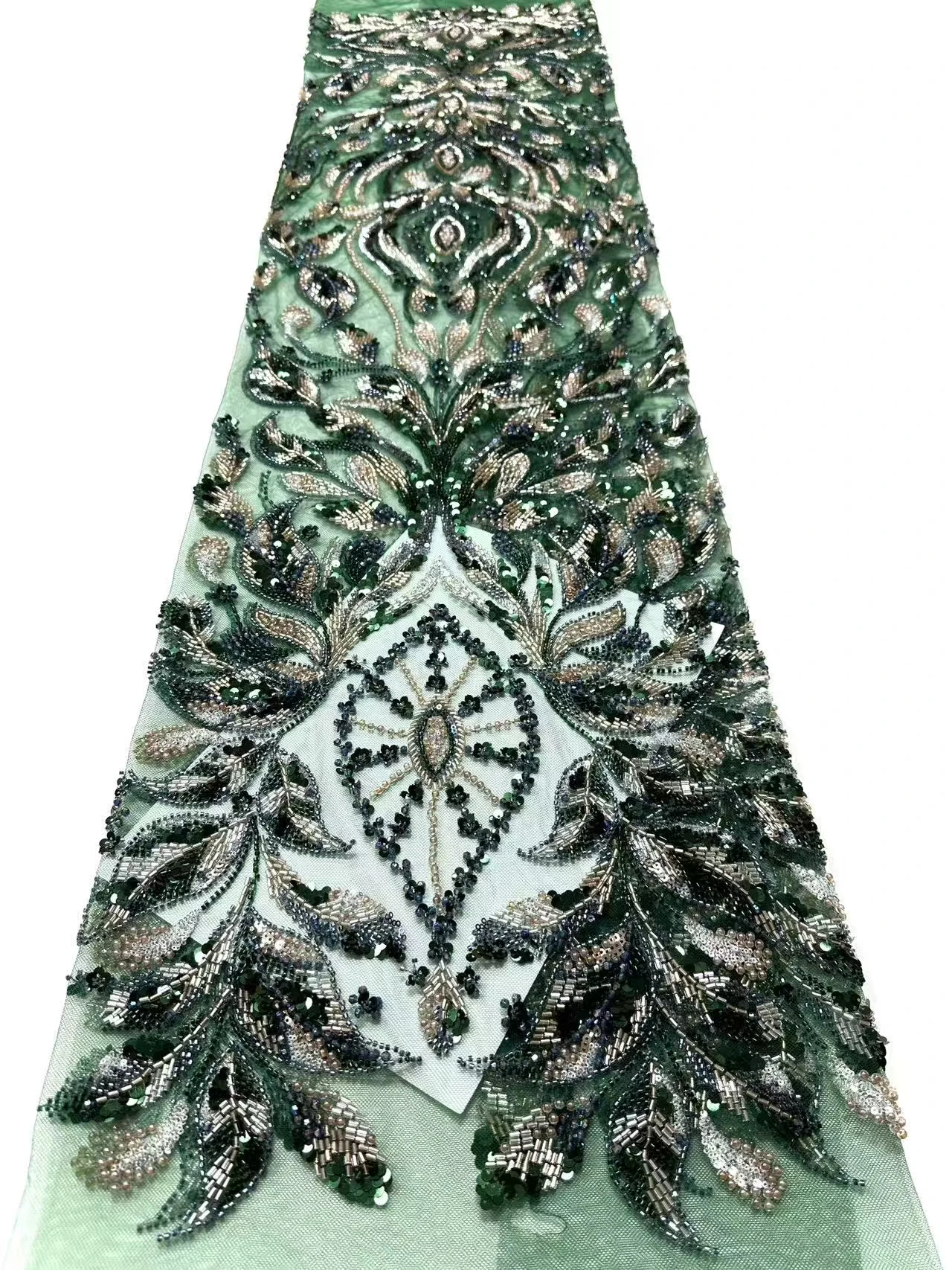 Purple Luxury Handmade Heavy Beaded Lace Fabric 2026 African Nigerian Tulle Sequined Lace Fabric Gown Haute Couture Fabric 1813