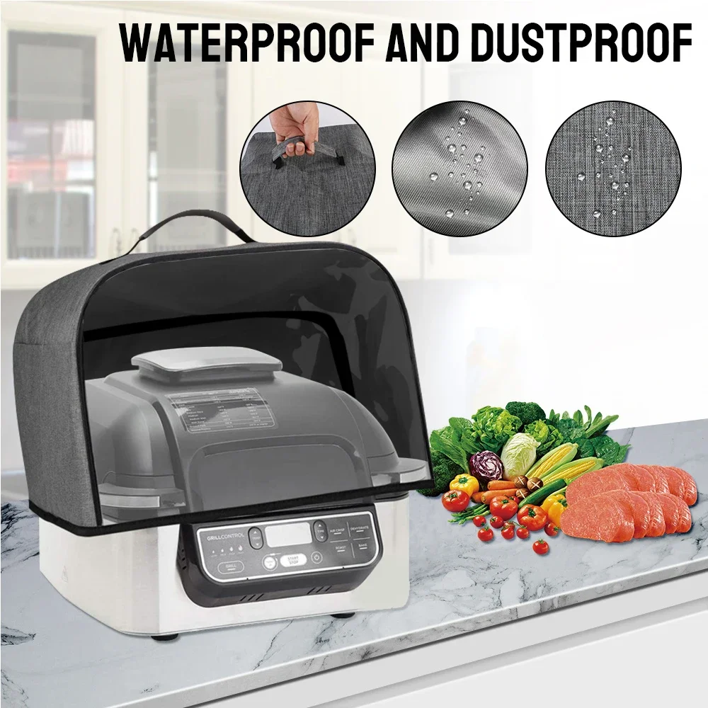 Durable Kitchen Dust Cap with Storage Pockets Air Fryer Hood for Ninja Foodi Grill Household Bread Baking Toaster Cover