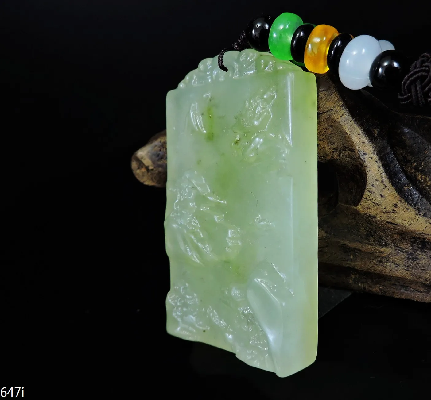 Jade Jewelry Natural Jade Pendant Necklace Hand-Carved landscape Jadeite Necklace Pendant Gift No Treatment 647i