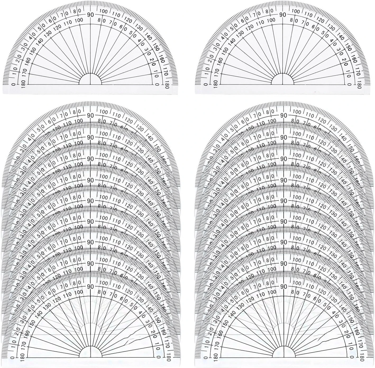 20 Pack Plastic Protractor, 180 Degrees Protractor for Angle Measurement Student Math, 4 Inches, Clear