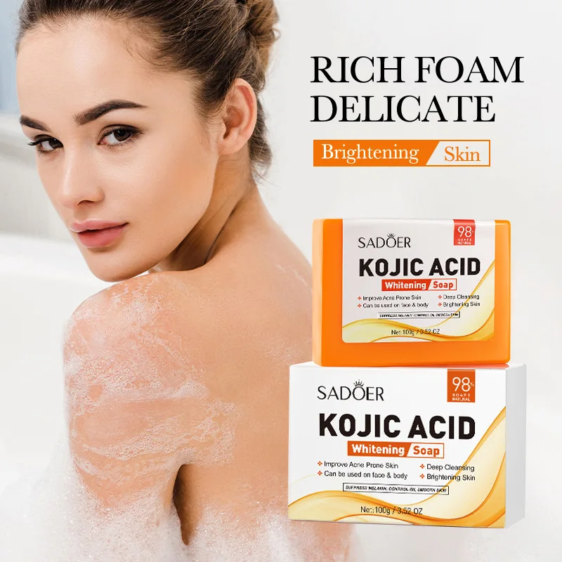 Handmade Kojic Acid Whitening Body Soap Deep Cleaning Shrink Pores Face Brighten Moisturizing Cleansing Essential Soaps 100g