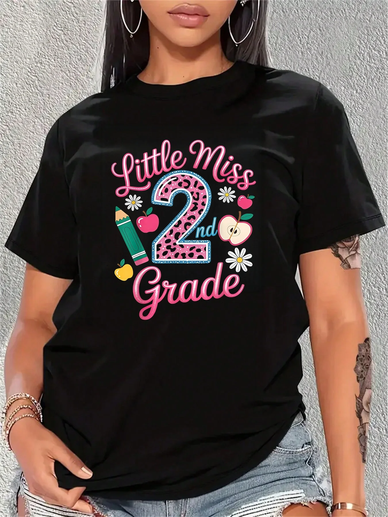 Little Miss 2nd Grade Grader Girls 1st Day Back To School T-Shirt For Boys Soft Fabric Breathable Comfortable Short Sleeve Tees Perfect For Boys Shirts Boy Girl Gift