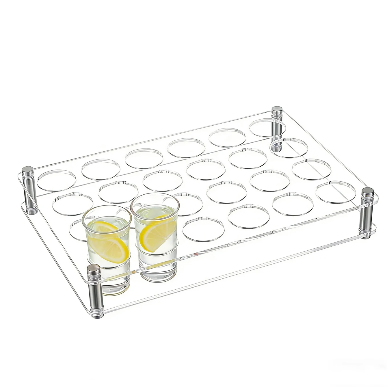 Soporte acrílico para 24 vasos, bandeja de alta transparencia, base para vasos de whisky, ideal para coleccionar vasos en fiestas.