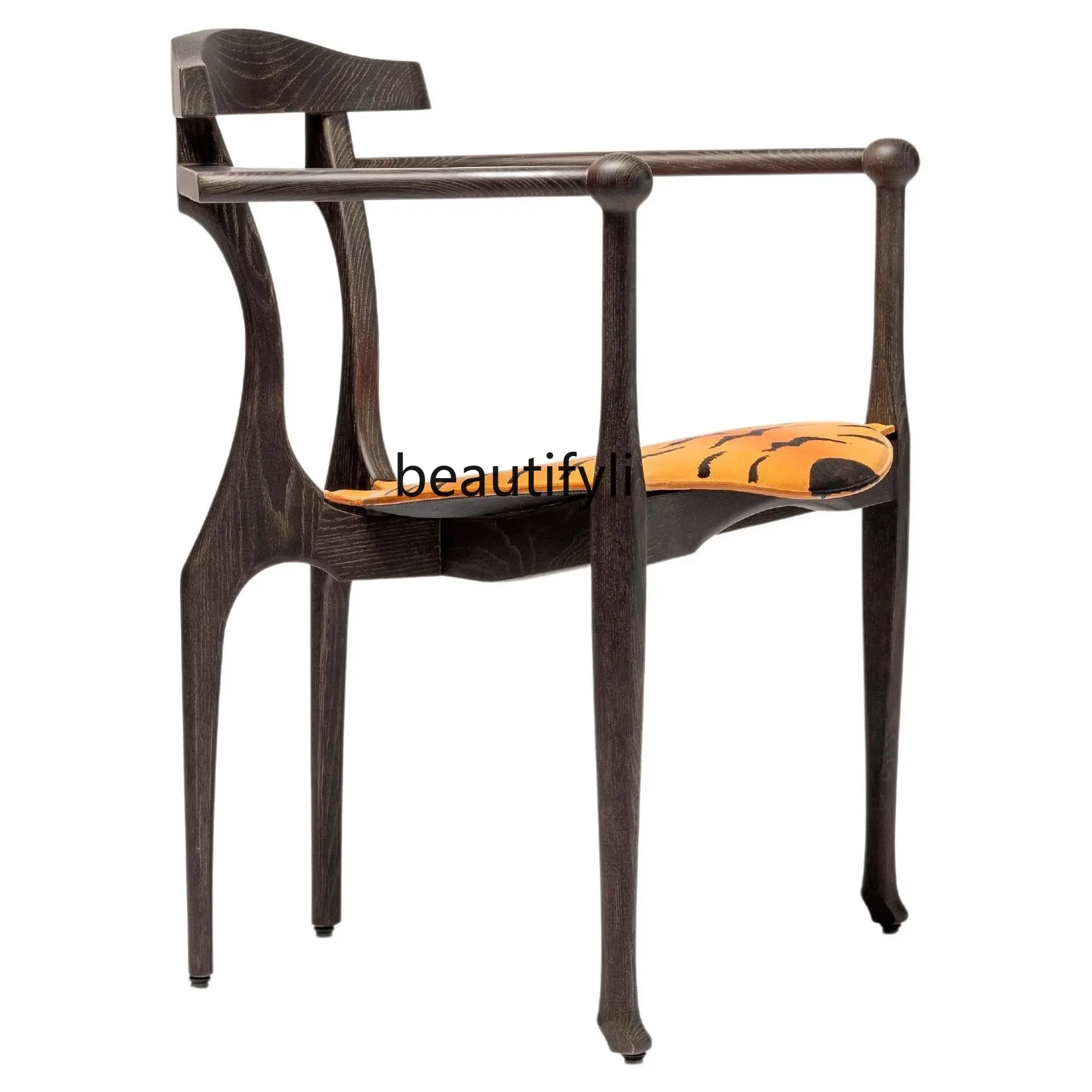 

Nordic Minimalist Home Dining Chair Designer Ash Wood Leisure Chair Middle Ancient Fashion Armchair