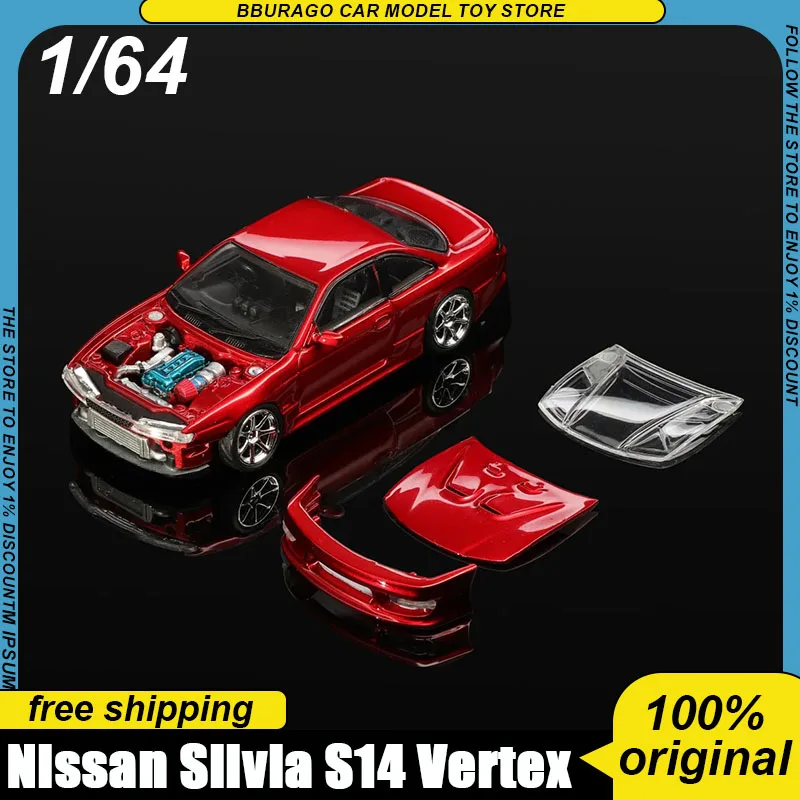 Mortal 1:64 Nissan Silvia S14 Vertex Vermelho Metálico HEC Edição
