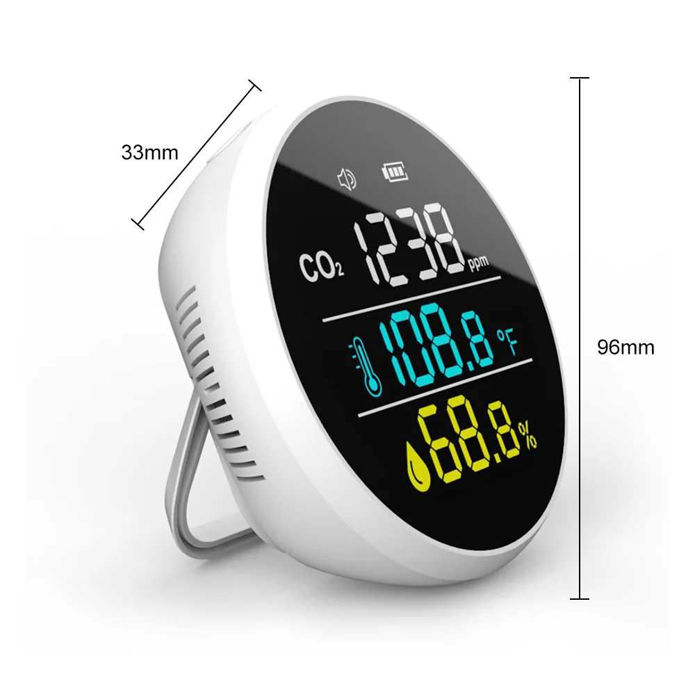 

Portable CO2 Air Quality Monitor Three-color Display Temperature Humidity CO2 Gas Monitor Indoor Carbon Dioxide Gas Detector