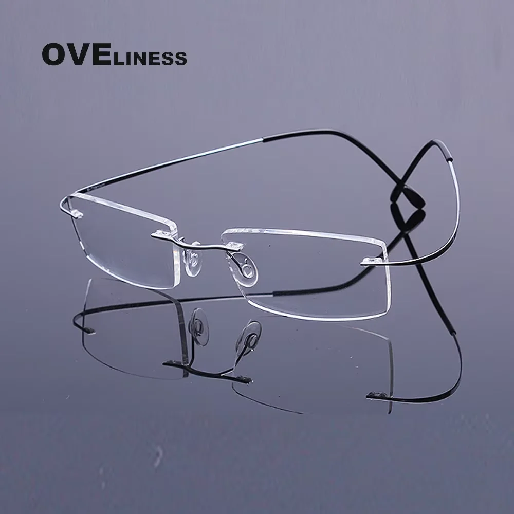 

B Titanium Rimless Glasses frame for Men Prescription Eyeglasses Frames Women Ultralight Myopia Optical Frameless Korean Eyewear