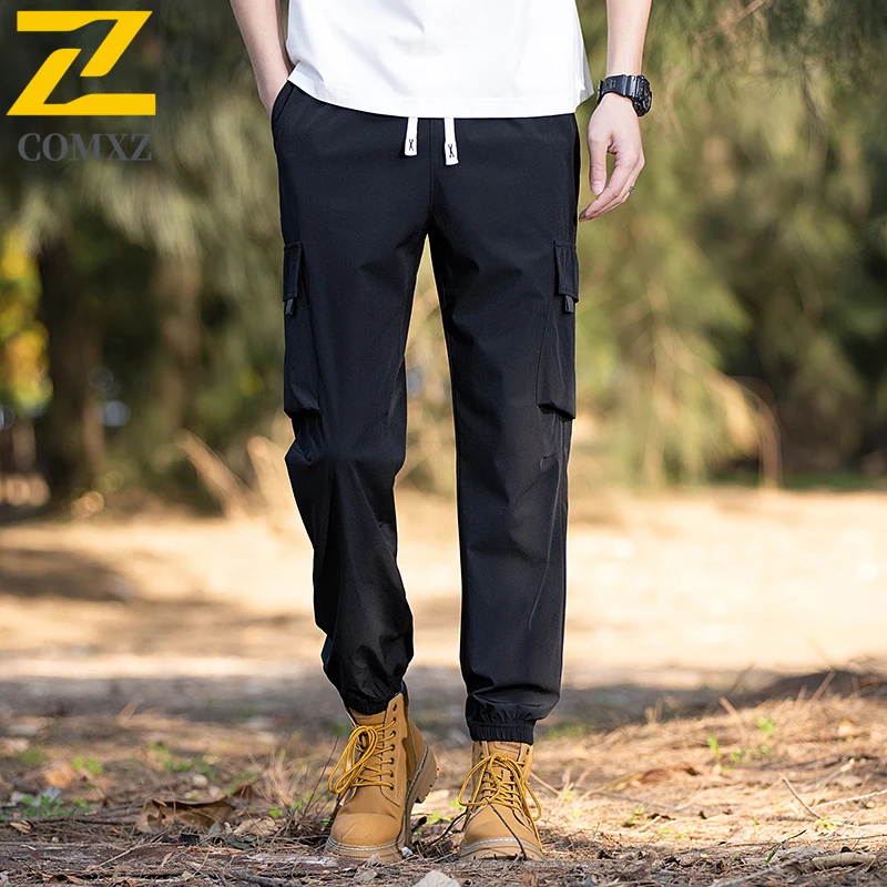 

Ice Silk Men Casual Pants Summer New Skin Friendly Breathable Loose Workwear Harem Pants Multi Pocket Outdoor Camp Hiking Pants