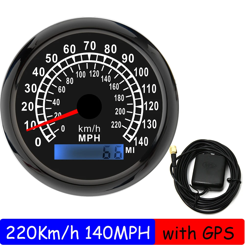 

ZMFJH 85MM GPS Speedometer Gauge with GPS Antenna 0-220KMH,0-140MPH Speed Meter for Marine Boat Yacht Auto Car 12V24V