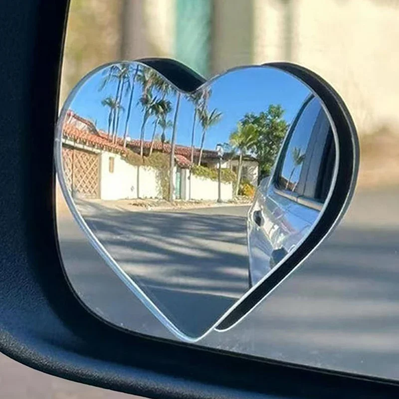 1 세트 귀여운 하트 모양 백미러 자동차 블라인드 스팟 사이드 뷰 미러 SUV 용 보조 자동차 액세서리
