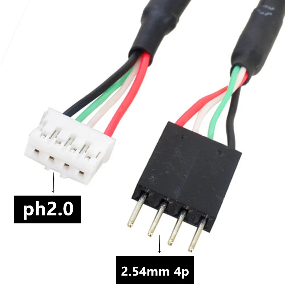 Ph2.0 Motherboard to DuPont 2.54 Cable, PH2.0 to DuPont 2.54mm 4Pin Male/5Pin Female USB 2.0 Converter Cable 30cm